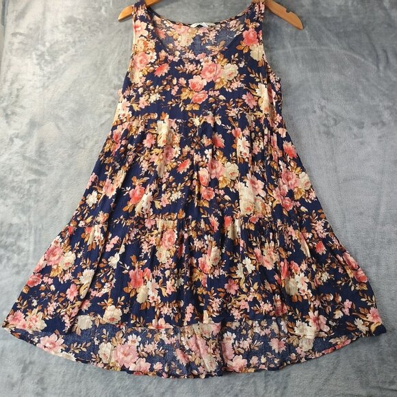 American Eagle Women’s S Floral Dress Navy Pink Sleeveless Boho Cottagecore - Picture 1 of 9